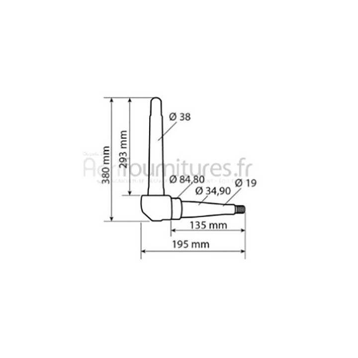 Fusée droite Ø 38 mm - l 295 mm Bepco 30/471-5 pour tracteur