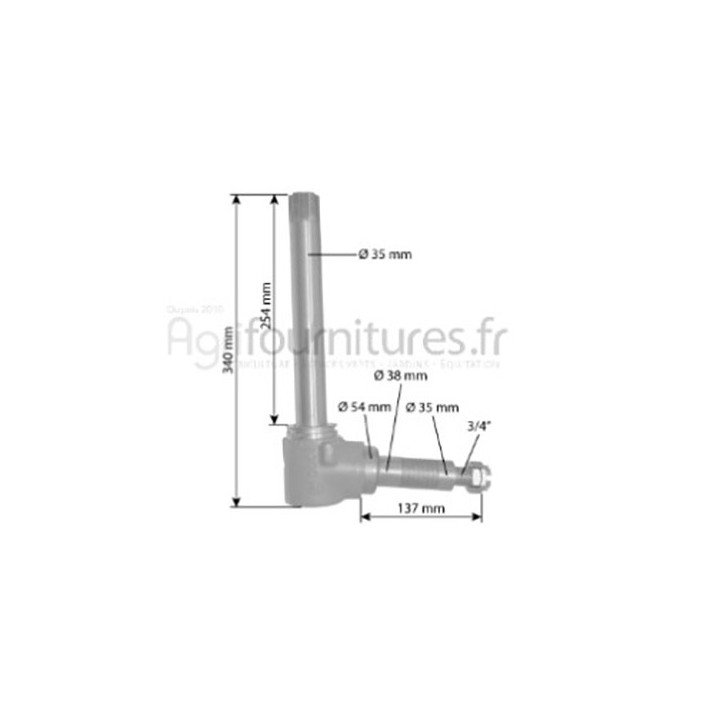 Fusée gauche / droite Ø 35 mm - l 254 mm Bepco 20/470-72 pour tracteur