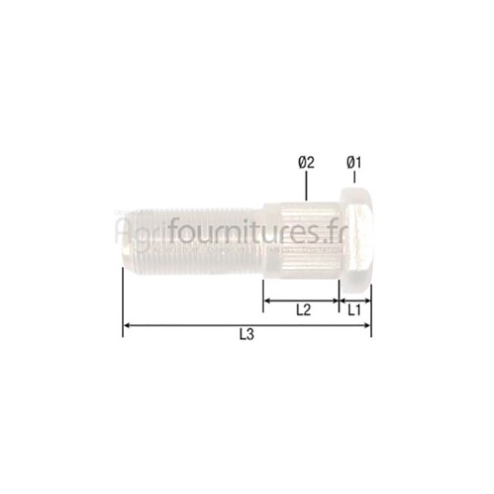 Goujon de roue m18 x 1.5 - l 60 mm Bepco 21/440-20 pour tracteur