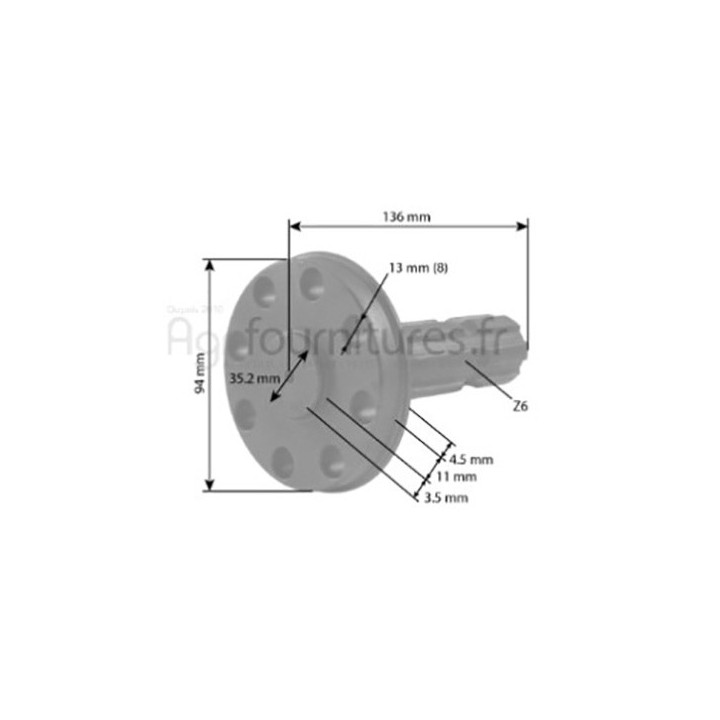Arbre de prise de force 1'' 44411 - z6 - l 136 mm Bepco 21/303-61 pour tracteur