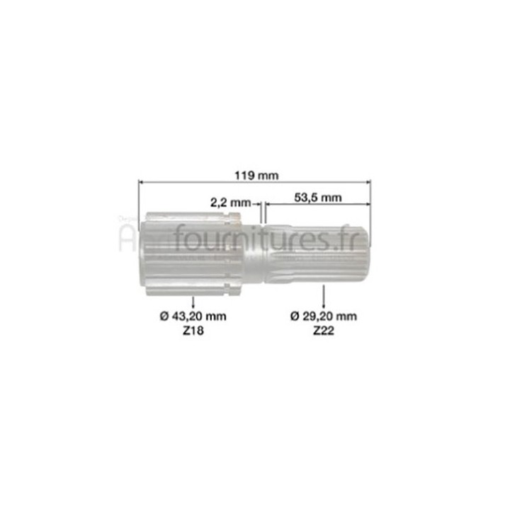 Arbre planétaire z 18/22 réducteur pont avant 4M Bepco 26/6406-2 pour tracteur