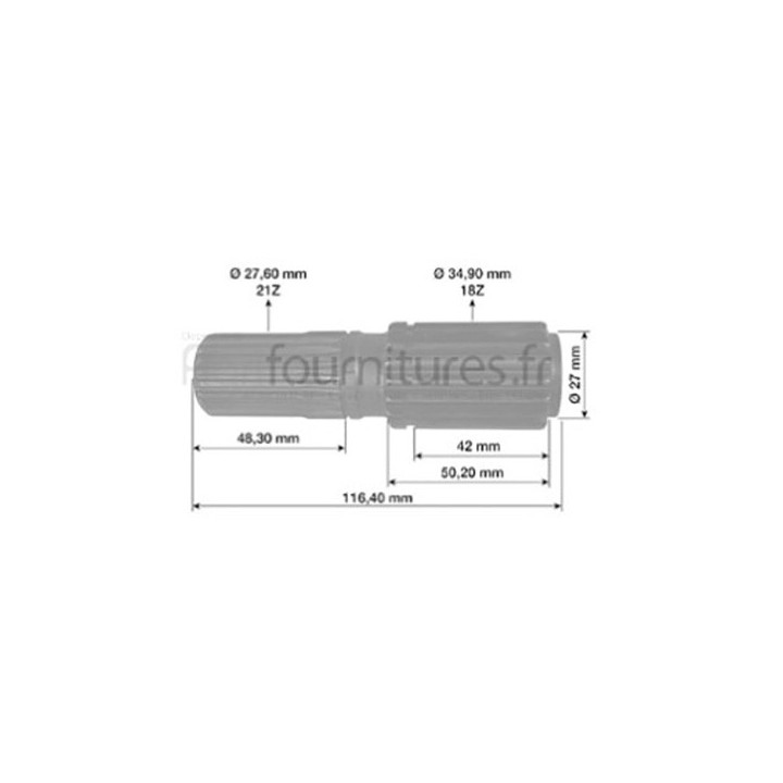 Arbre planetaire z 18/21 réducteur pont avant 4M Bepco 25/6406-9 pour tracteur