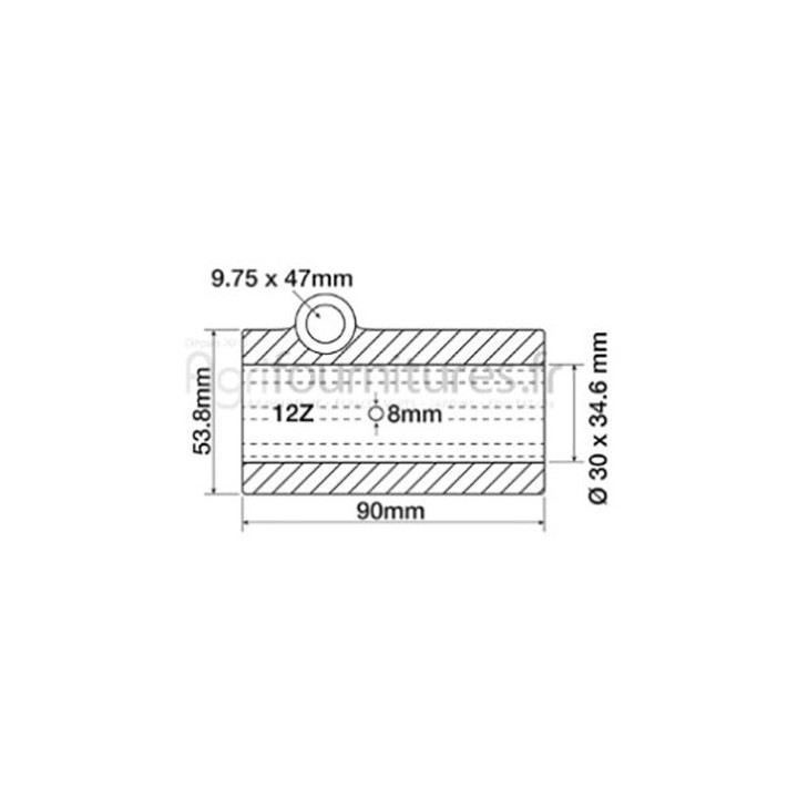 Manchon Ø 30/34.6 x 53.8 x 90 mm - z 12 pont avant 4M Bepco 28/6447-8 pour tracteur