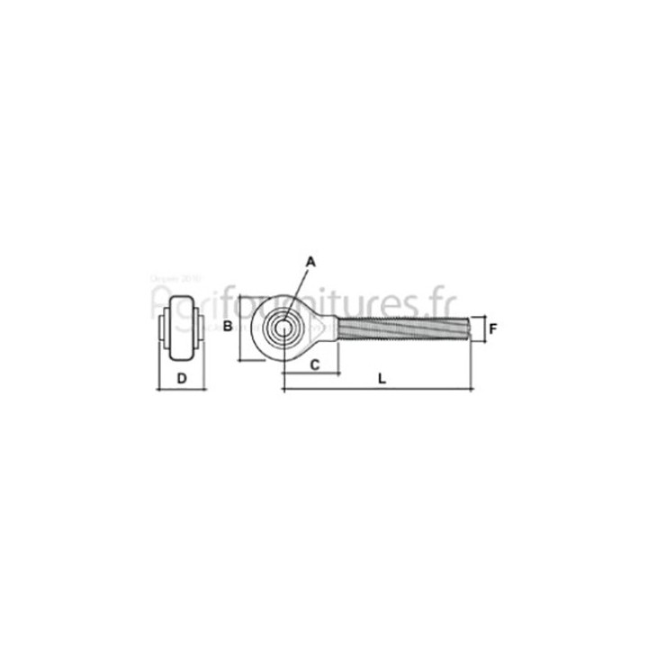 Rotule avec tige filetée cat. 2/28.2 - m 30 x 3 / rh - l234 barre poussée Bepco 68/8107-123