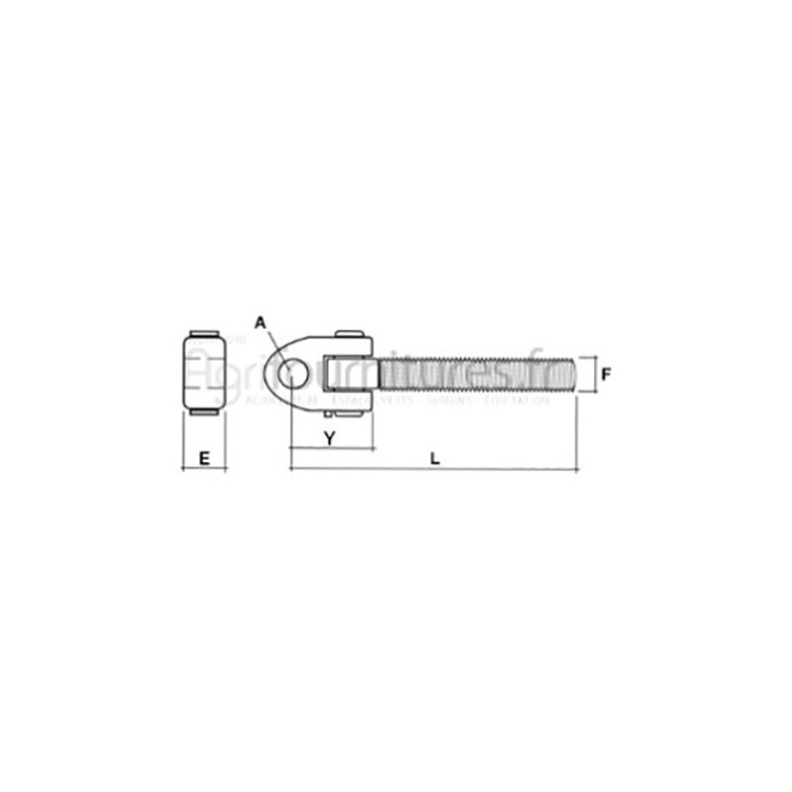 Chape avec tige filetée M36 x 3 / lh Ø 31.8, l 292, barre de poussée Bepco 68/8108-231