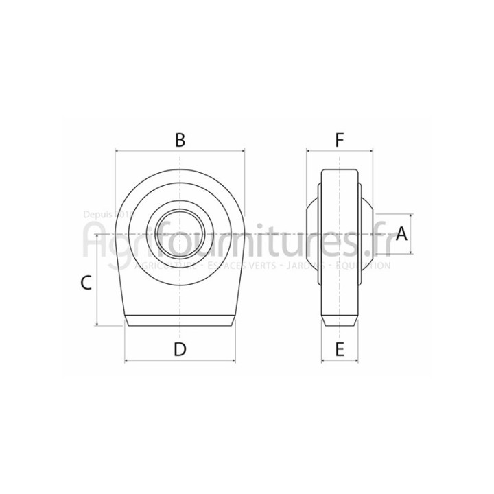 Rotule à souder Ø 25.4 mm bras de relevage Bepco 68/715-7 pour tracteur