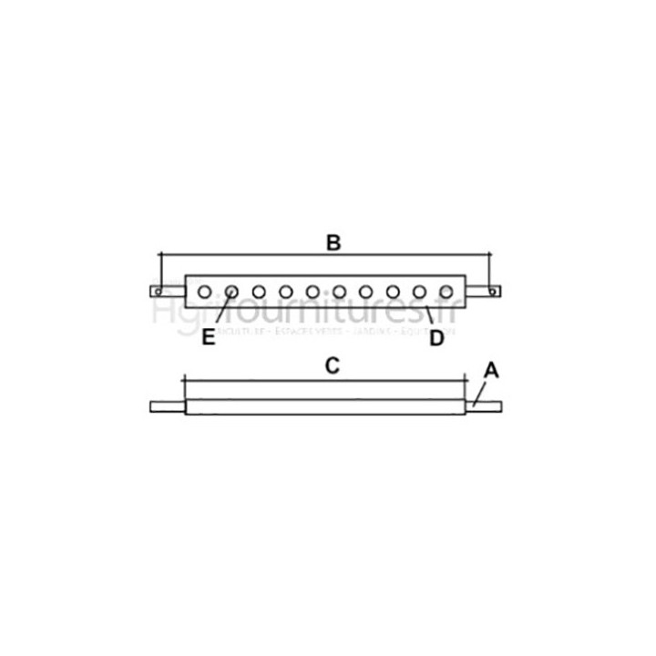 Barre à trous cat.1 - l. 755 mm - 11 trous bras de relevage Bepco 68/8128-012