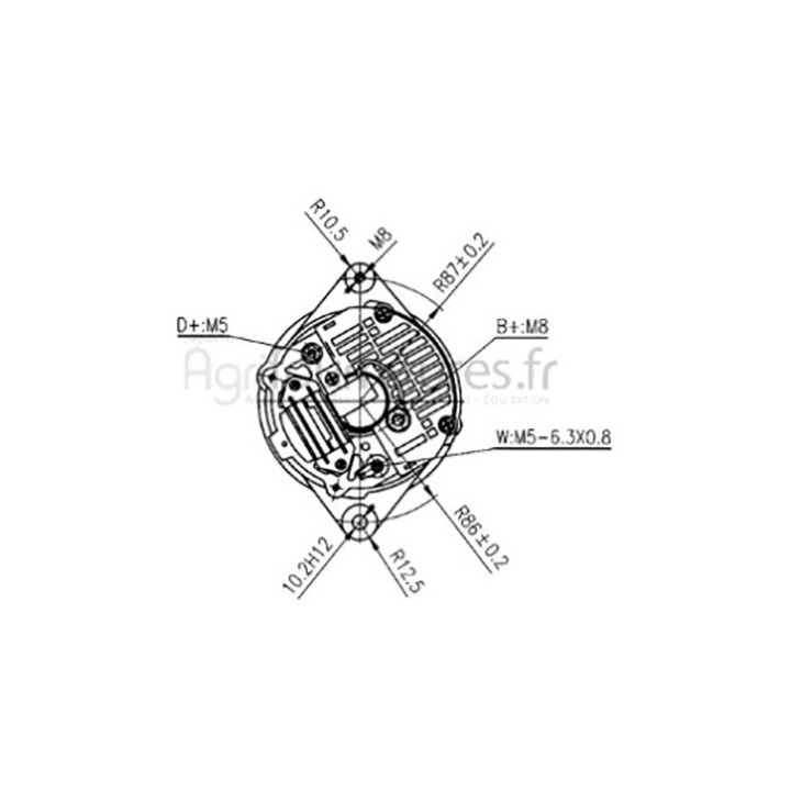 Alternateur 14v - 65a Bepco 62/920-72 pour tracteur