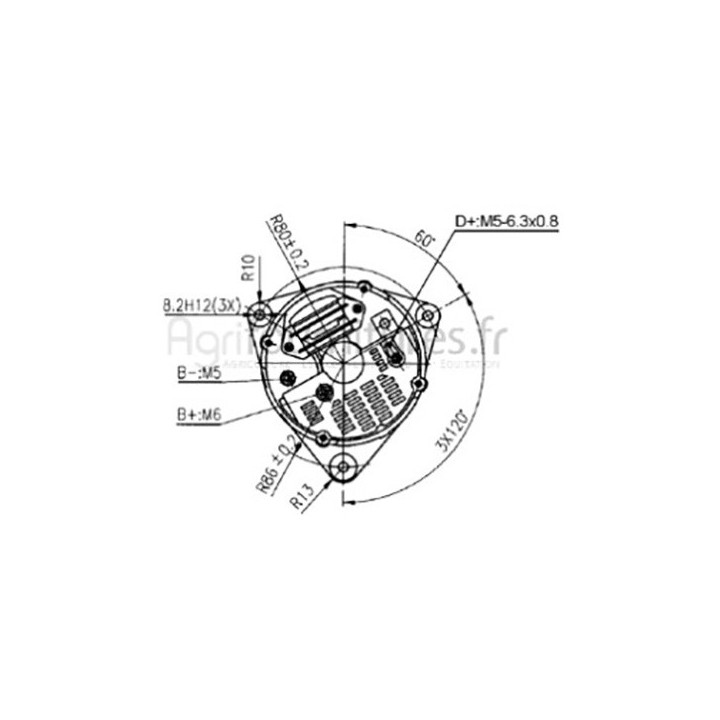 Alternateur 14v - 55a Bepco 62/920-65 pour tracteur