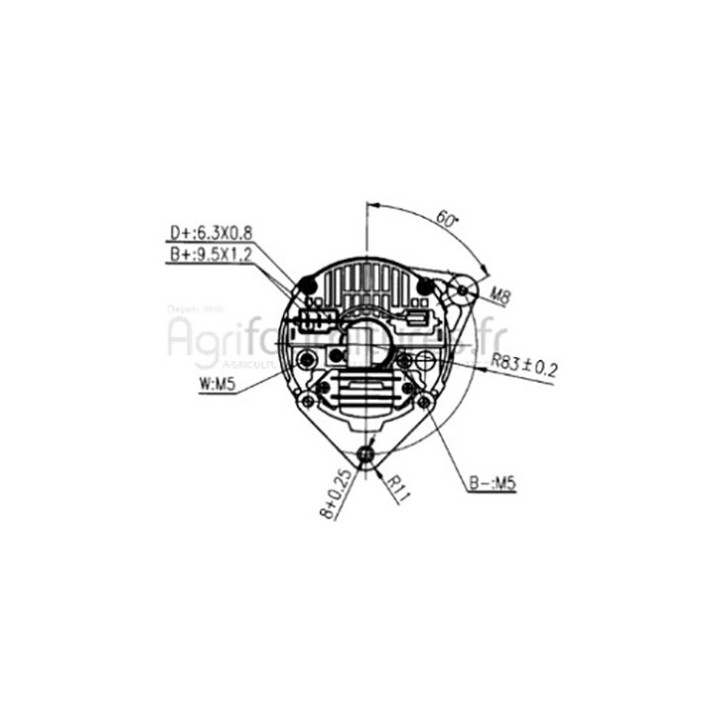 Alternateur 14v - 55a Bepco 62/920-4 pour tracteur