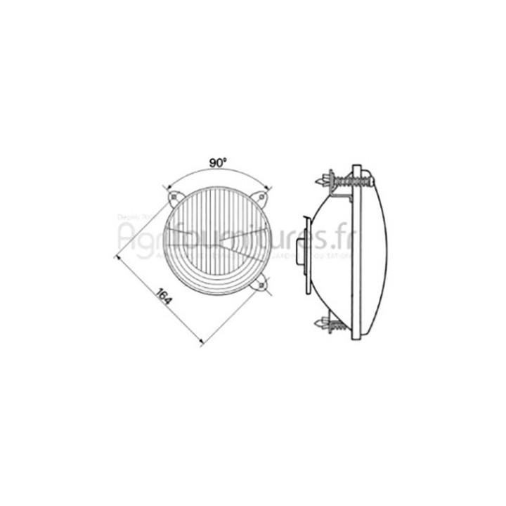 Optique phare avant - conduite à droite glace bombee Bepco 30/181-49 pour tracteur