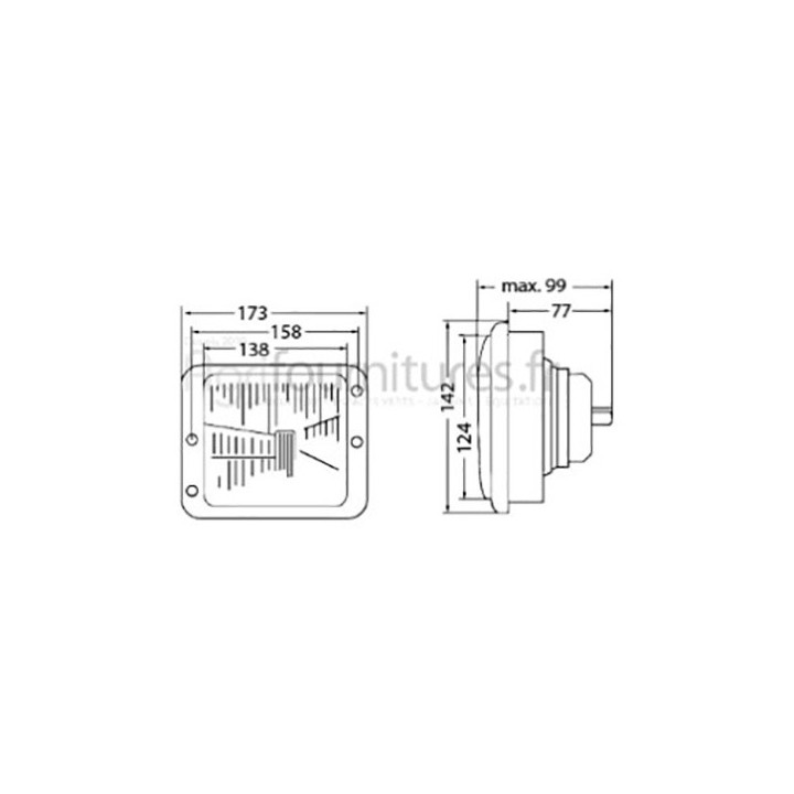 Optique de phare avant sans éclairage de stationnement Bepco 22/181-55 pour tracteur