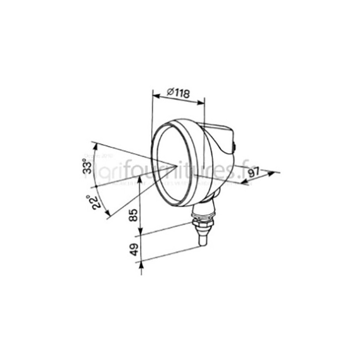 Phare de travail halogène Bepco 29/S8029/2T pour tracteur