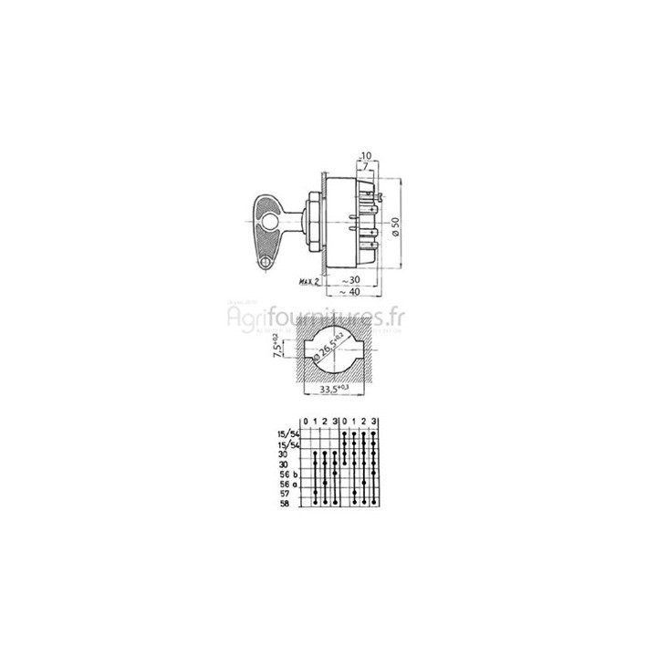 Interrupteur d'éclairage (0-1-2-3) Bepco 37/ZR5731 pour tracteur