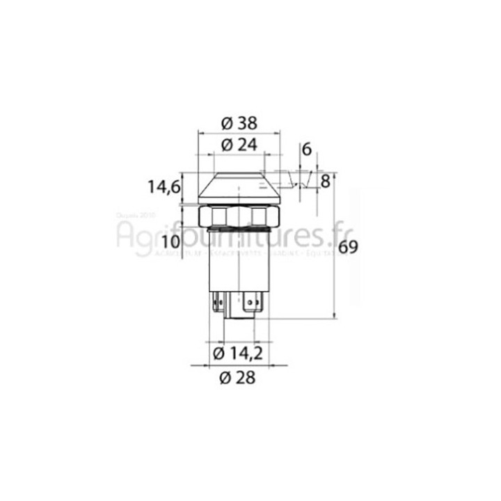 Bouton poussoir descente relevage Bepco 63/1884-17 pour tracteur