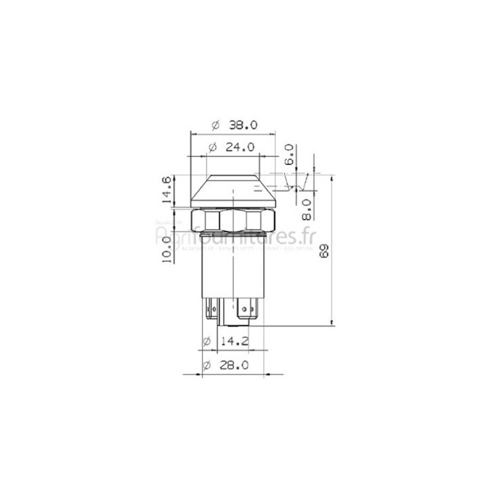 Bouton poussoir relevage Bepco 30/1884-47 pour tracteur
