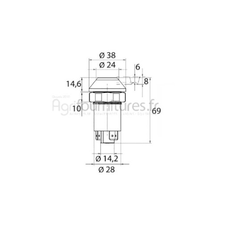 Bouton poussoir relevage Bepco 63/1884-25 pour tracteur