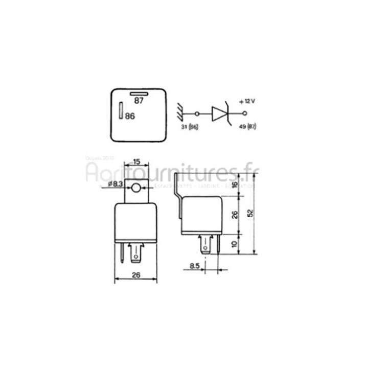 Relais 12V Bepco 23/965-16 pour tracteur