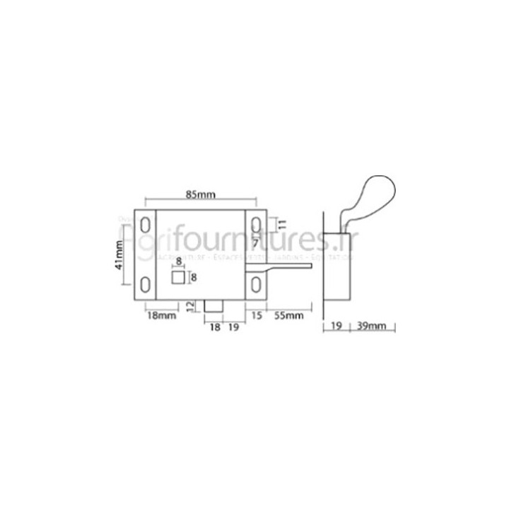 Serrure droite de porte Bepco 70/4170-33 pour tracteur