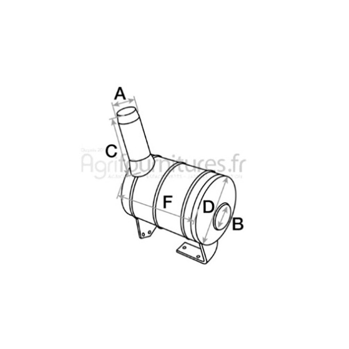 Silencieux d'échappement Ø int. 75 - l. 360 mm Bepco 26/165-36 pour tracteur