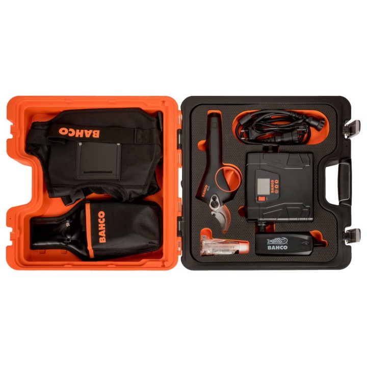 Sécateur à batterie Bahco BCL24 avec batterie, chargeur et accessoires