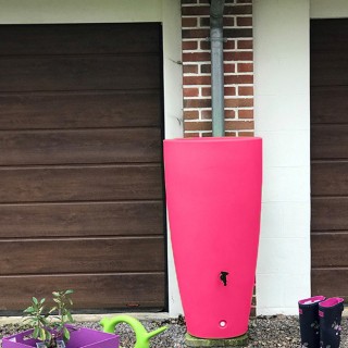 Pot conique récupérateur d'eau rose 200 L Plast'Up