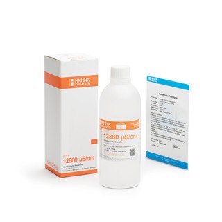 Solution d'étalonnage Hanna Instruments, conductivité à 12,88 mS-cm, certificat d'analyse, bouteille 500 mL