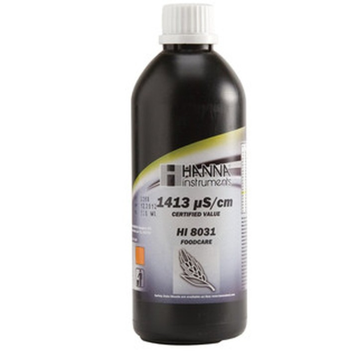Solution d'étalonnage de conductivité Hanna Instruments, 1413 micro-seconde-cm, bouteille FDA 500 mL