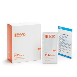 Solution d'étalonnage Hanna Instruments, conductivité à 1413 micro-seconde-cm, certificat d'analyse, 25 sachets 20 mL