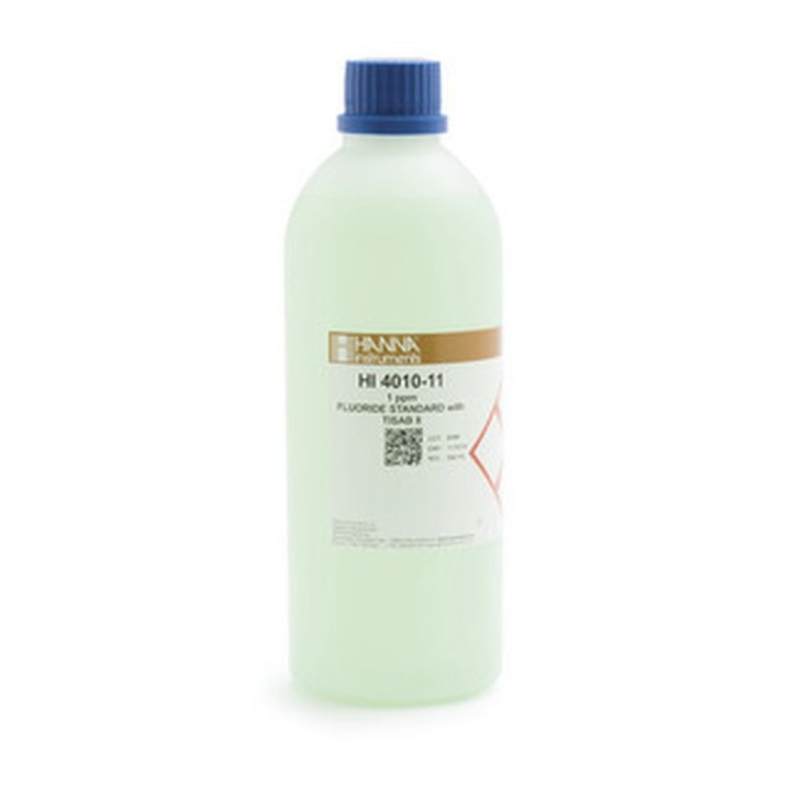 Solution étalon Hanna Instruments, 1 mg-L fluorures au TISAB II, 500 mL
