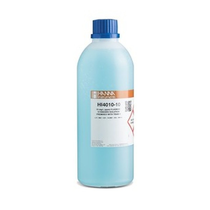 Solution étalon Hanna Instruments, 10 mg-L fluorures au TISAB II, 500 mL