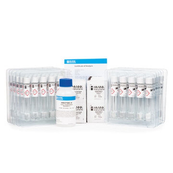 Réactifs phosphore total gamme étroite Hanna Instruments, 0,00 à 1,15 mg-L, 50 tubes prédosés