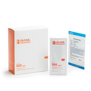 Solution d'étalonnage Hanna Instruments, TDS à 800 mg-L, certificat d'analyse, 25 sachets 20 mL