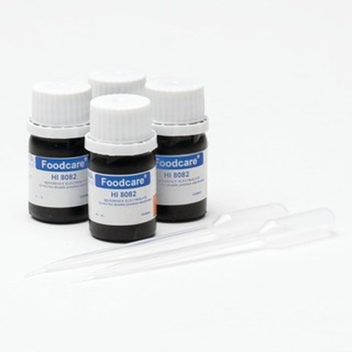 Solution électrolyte 3,5 M KCl Hanna Instruments pour électrodes à double jonction, flacon FDA (4 x 30 mL)