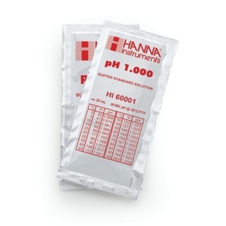 Solution tampon Hanna Instruments, pH 1,000, ±0,002 pH, certificat d'analyse, 25 sachets 20 mL