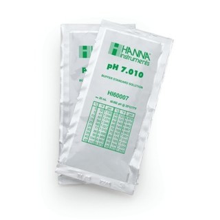 Solution tampon Hanna Instruments, pH 7,010, ±0,002 pH, certificat d'analyse, 25 sachets 20 mL