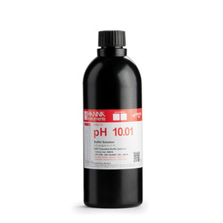 Solution tampon Hanna Instruments, pH 10,01, certificat d'analyse, bouteille FDA 500 mL