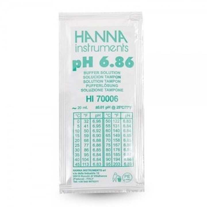 Solution tampon Hanna Instruments, pH 6,86, 25 sachets 20 mL