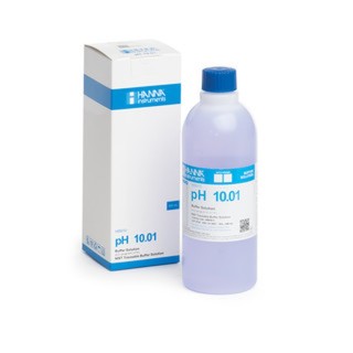 Solution tampon colorée Hanna Instruments, pH 10,01, ±0,01 pH, certificat d'analyse, bouteille 500 ml