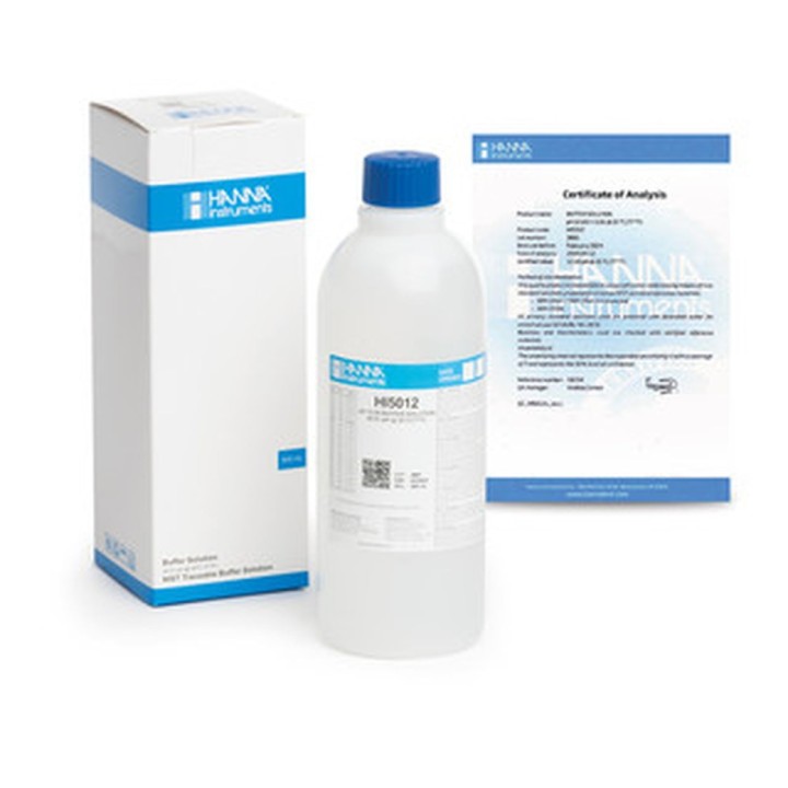 Solution tampon Hanna Instruments, pH 12,00, ±0,01 pH, certificat d'analyse, bouteille 500 mL