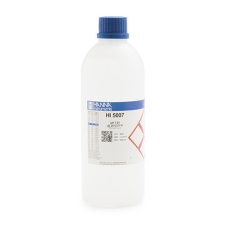 Solution tampon Hanna Instruments, pH 7,01, ±0,01 pH, certificat d'analyse, bouteille 1 L