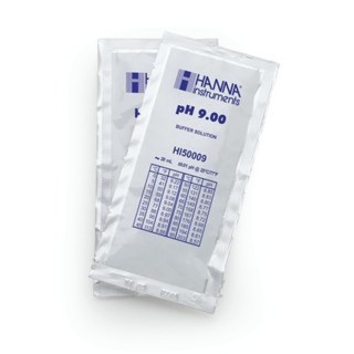 Solution tampon Hanna Instruments, pH 9,00, ±0,01 pH, certificat d'analyse, 25 sachets 20 mL