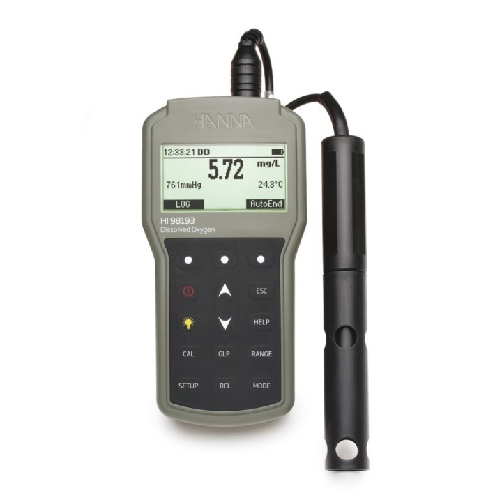 Oxymètre étanche avec baromètre intégré Hanna Instruments, port USB, sonde oxygène polarographique et câble 10 m