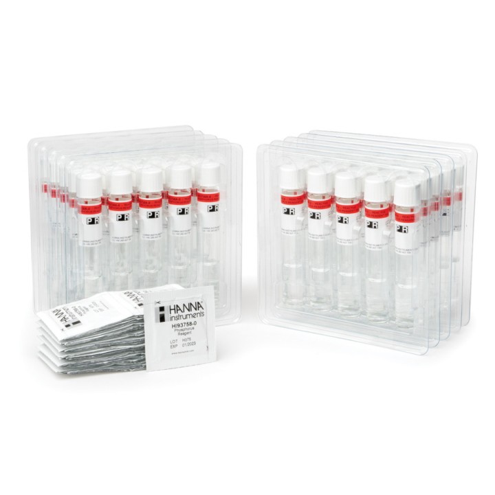 Réactifs phosphore réactif Hanna Instruments, 0,00 à 1,60 mg-L, 50 tubes prédosés