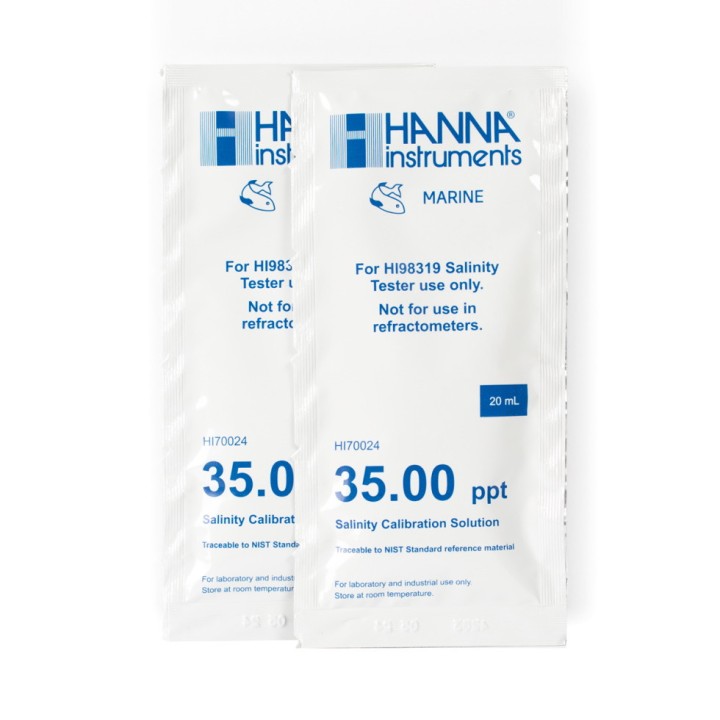 Solution d'étalonnage Hanna Instruments salinité à 35,00 g-L (ppt), 25 sachets 20 mL