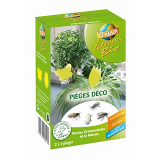 Pièges déco jaunes CP Maison, pour plantes intérieurs, boite de 8 pièges