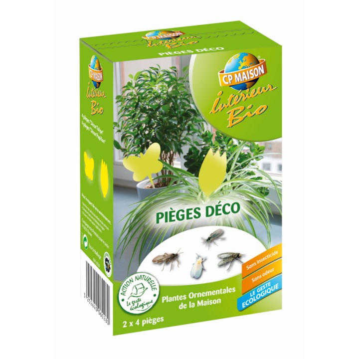 Pièges déco jaunes CP Maison, pour plantes intérieurs, boite de 8 pièges