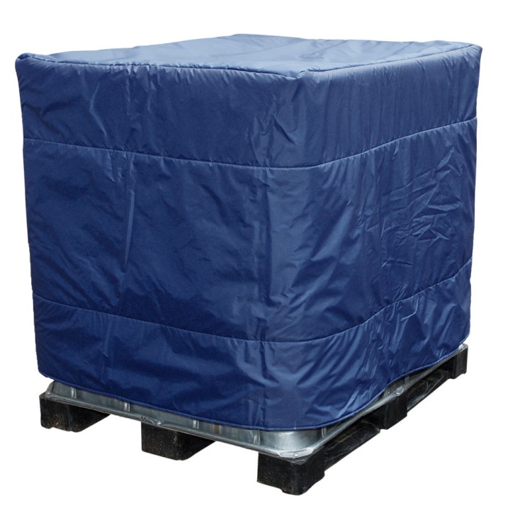 Couverture intégrale isolante Kuhlmann en nylon bleu, sans ouvertures pour cuve IBC 1000L
