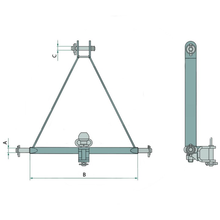 Attelage pour 3e point 30 CV dim. 22 x 508 x 19 mm