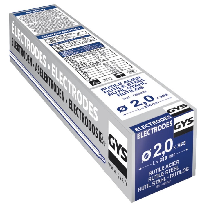 355 électrodes rutiles acier GYS - Ø 2,0 mm - Longueur 350 mm